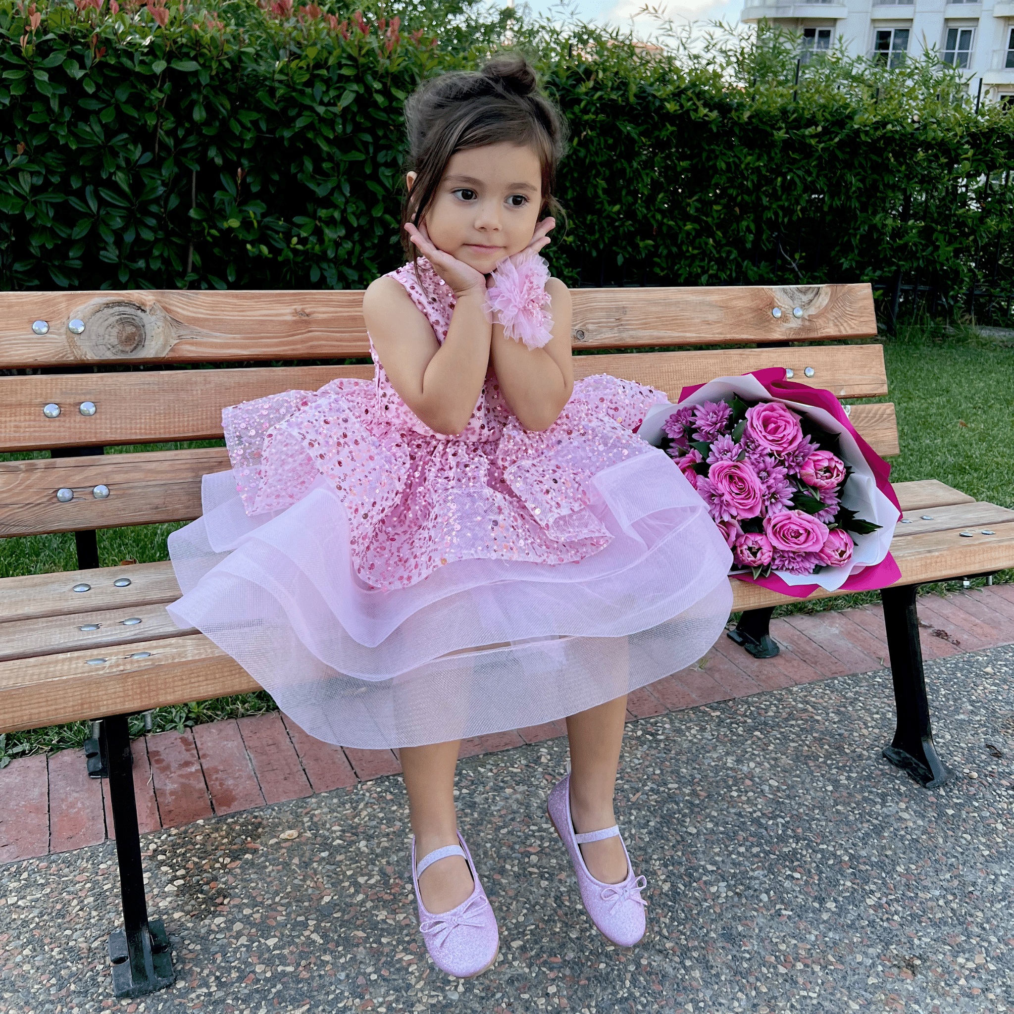 Pink sparkly girl dress