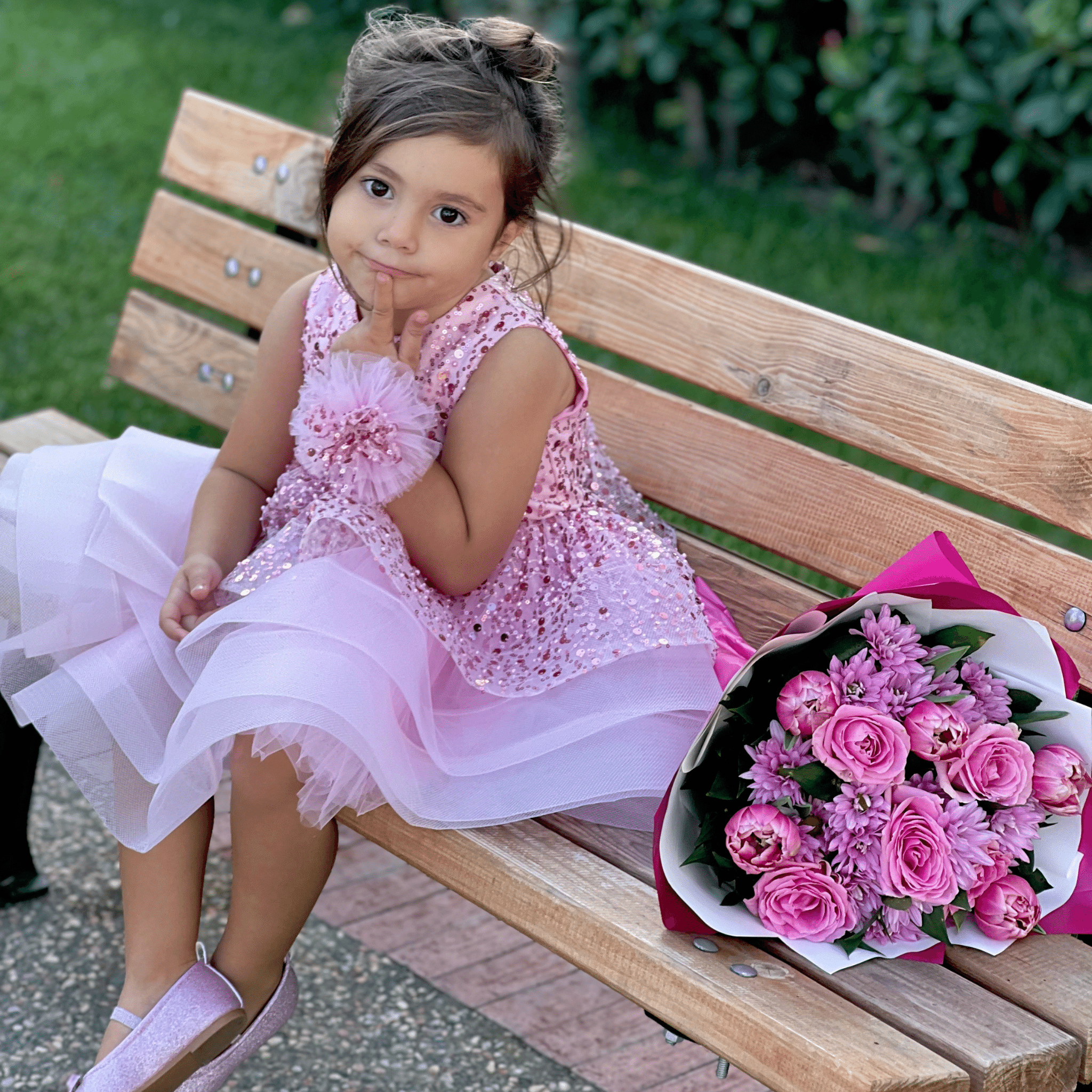 Pink sparkly girl dress