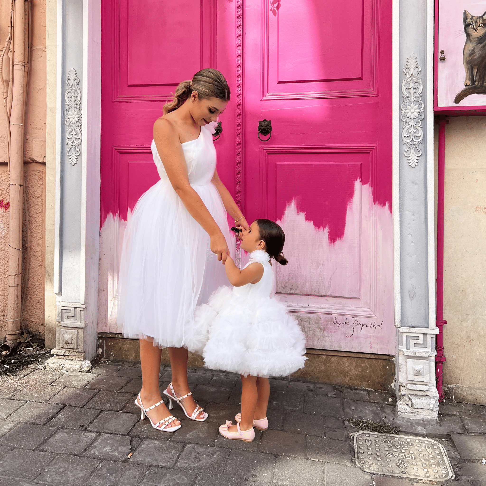 White with flower woman dress