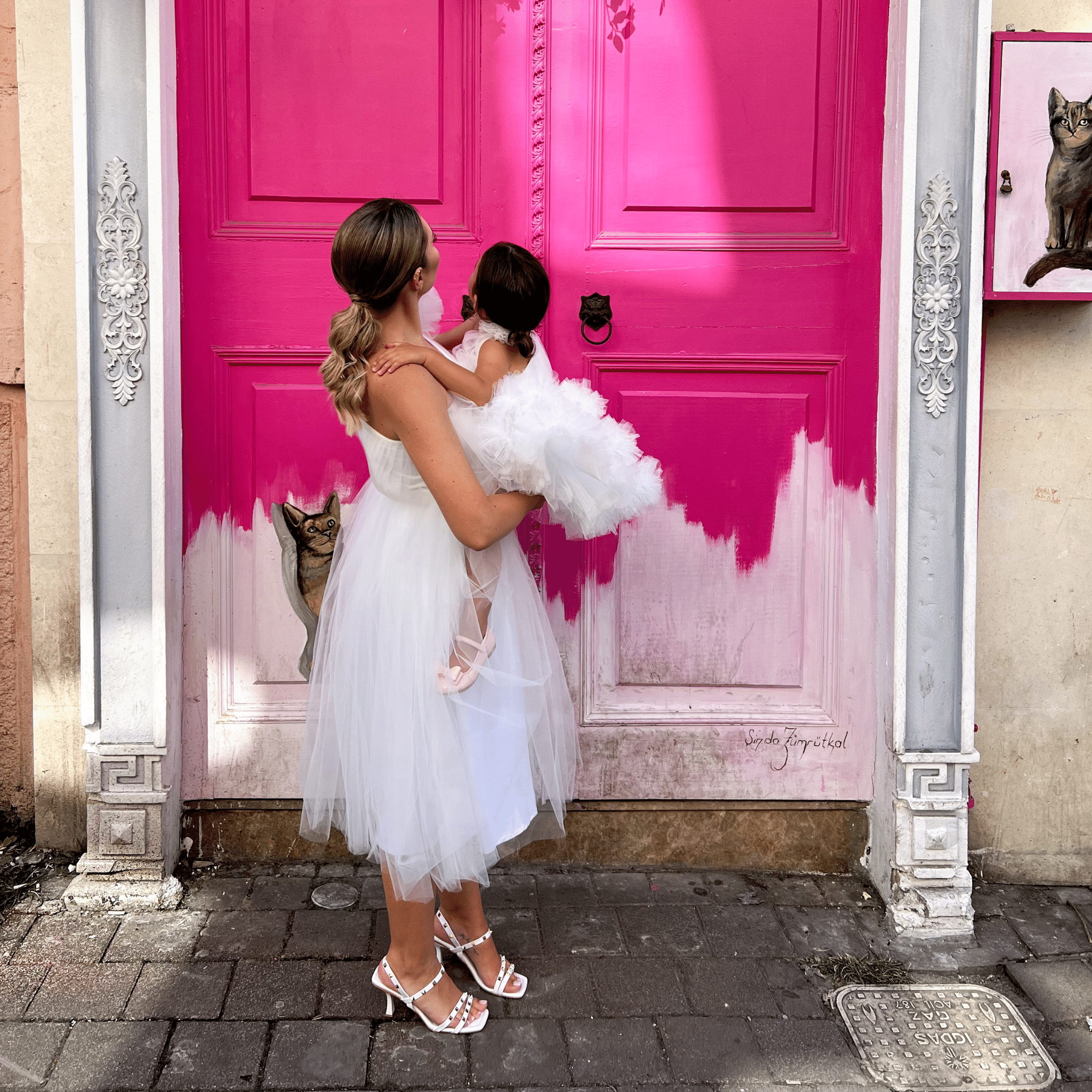 White with flower woman dress